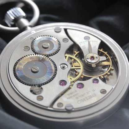 19セイコー プレシジョン 鉄道時計 懐中時計 再メッキ特別モデル ヘアライン仕上げ 19seiko-1401