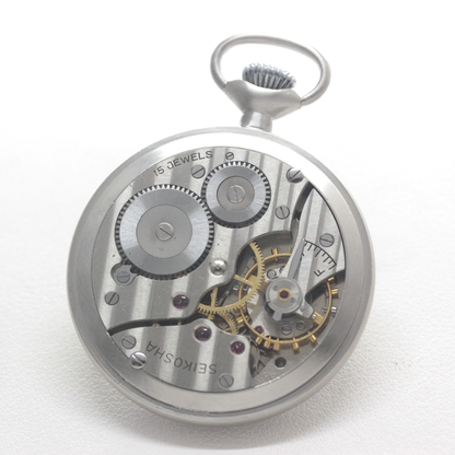 19セイコー プレシジョン 鉄道時計 懐中時計 再メッキ特別モデルヘアライン仕上げ 19seiko-1403 ムーブメント コート・ド・ジュネーブ