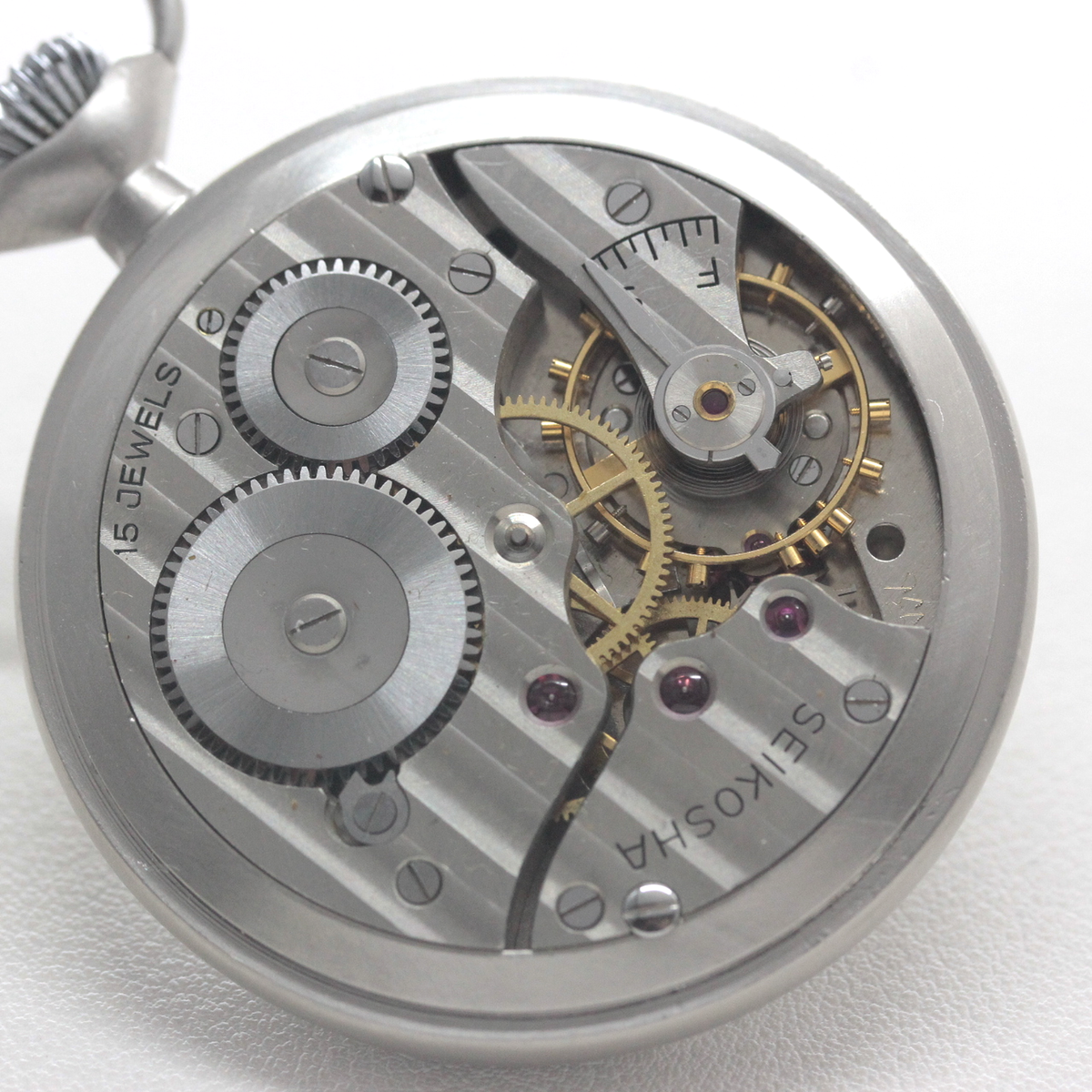 19セイコー プレシジョン 鉄道時計 懐中時計 再メッキ特別モデルヘアライン仕上げ 19seiko-1403 ムーブメント