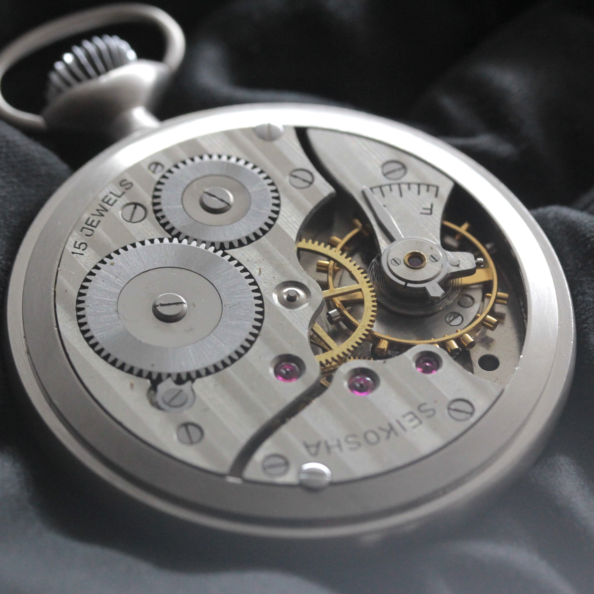 19セイコー プレシジョン 鉄道時計 懐中時計 再メッキ特別モデルヘアライン仕上げ 19seiko-1403 ムーブメント