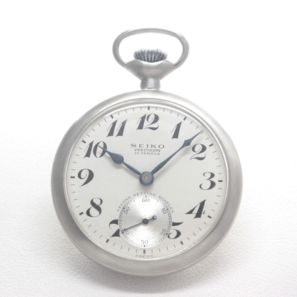 19セイコー プレシジョン 鉄道時計 懐中時計 再メッキ特別モデルヘアライン仕上げ 19seiko-1403 時計正面
