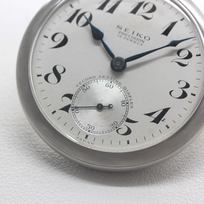 19セイコー プレシジョン 鉄道時計 懐中時計 再メッキ特別モデルヘアライン仕上げ 19seiko-1403 スモールセコンド