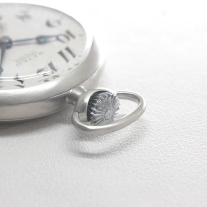 19セイコー プレシジョン 鉄道時計 懐中時計 再メッキ特別モデルヘアライン仕上げ 19seiko-1403 リューズ周り