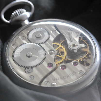 19セイコー  絶版時計 鉄道時計 懐中時計 シースルーバック カスタム 19seiko-costom26 ムーブメント コート・ド・ジュネーブ
