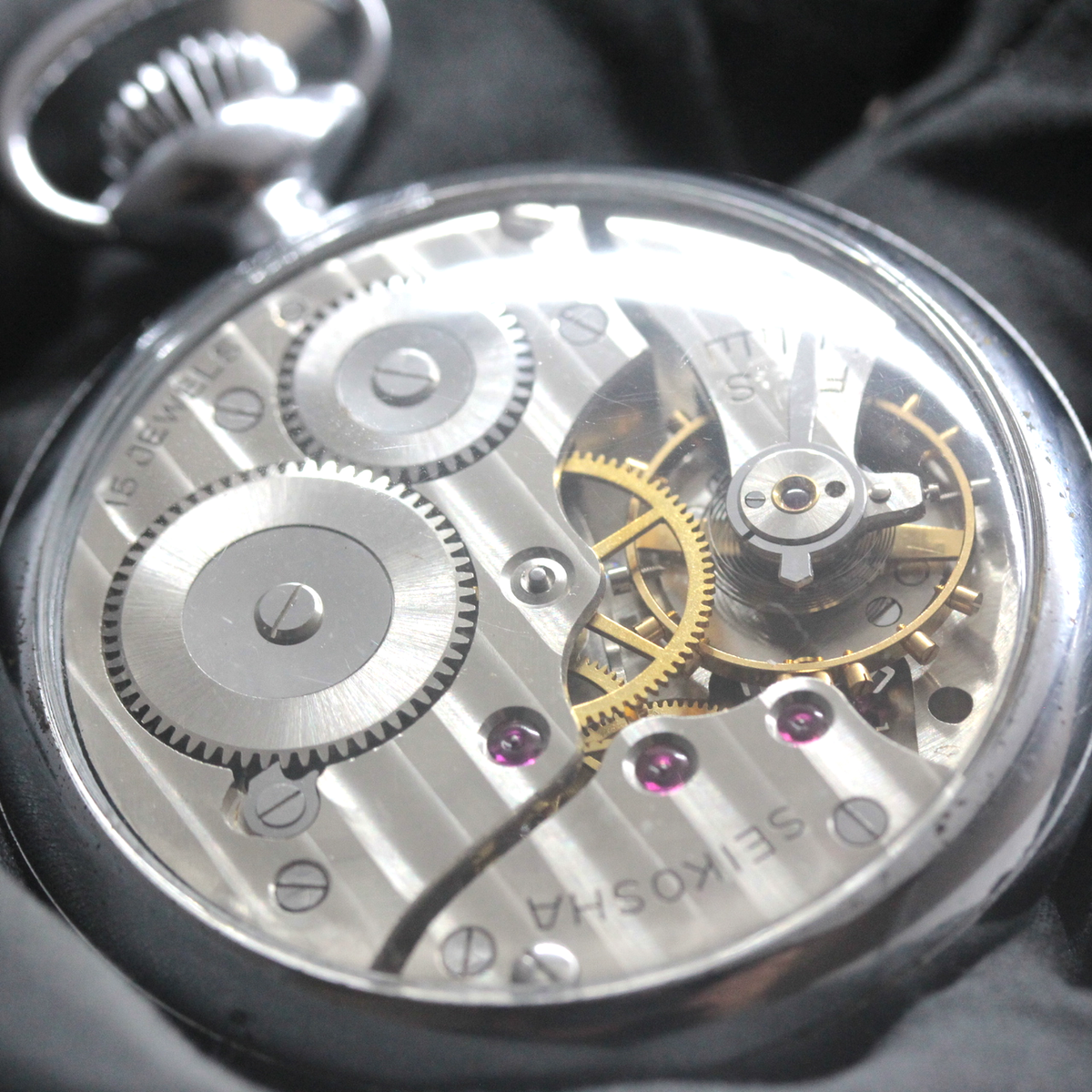 19セイコー シースルーバックカスタム 鉄道時計 懐中時計 手巻き式 ヴィンテージ 19seiko-costom27 ムーブメント シースルーバック