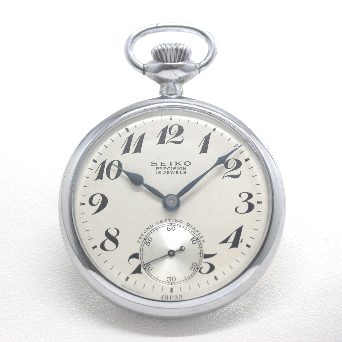 19セイコー シースルーバックカスタム 鉄道時計 懐中時計 手巻き式 ヴィンテージ 19seiko-costom28 時計正面