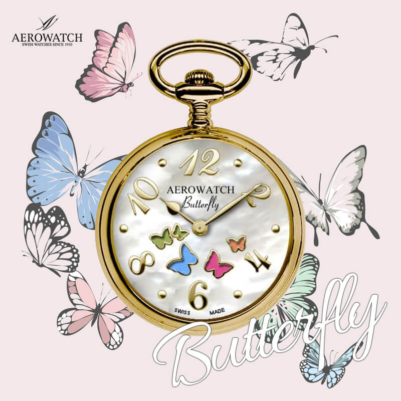 AERO(アエロ) ペンダントウォッチ BUTTERFLY/バタフライ クォーツ 44825JA02 懐中時計