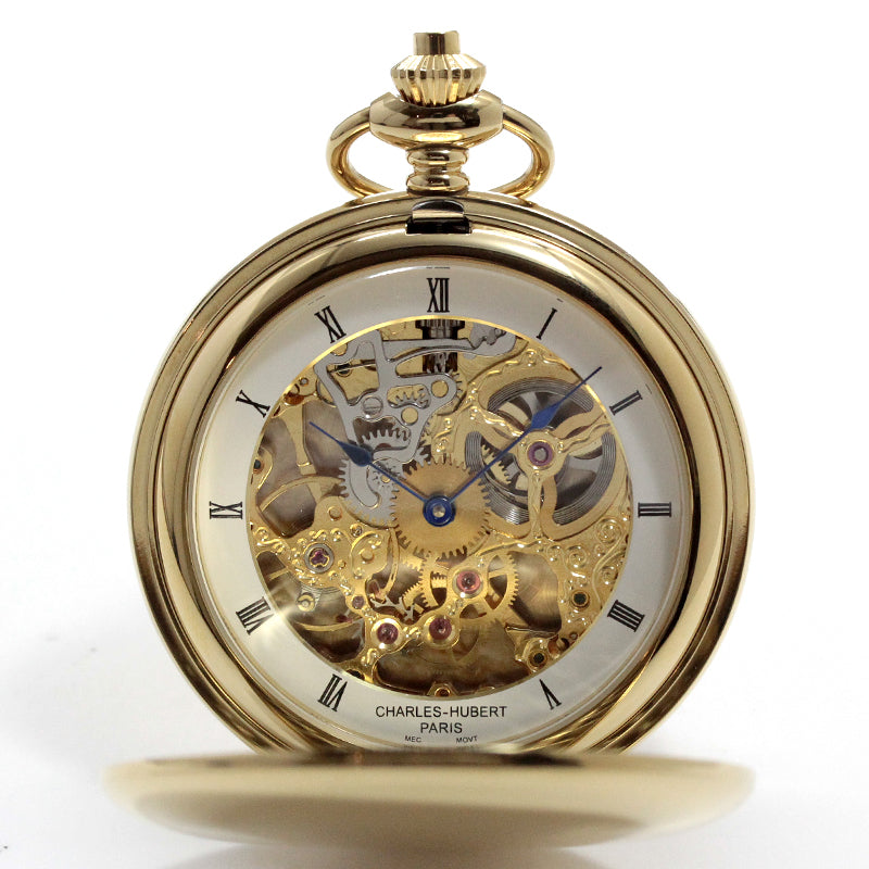 チャールズヒューバート（Charles-Hubert） 両面開き スケルトン 懐中時計 手巻き式 3904-G