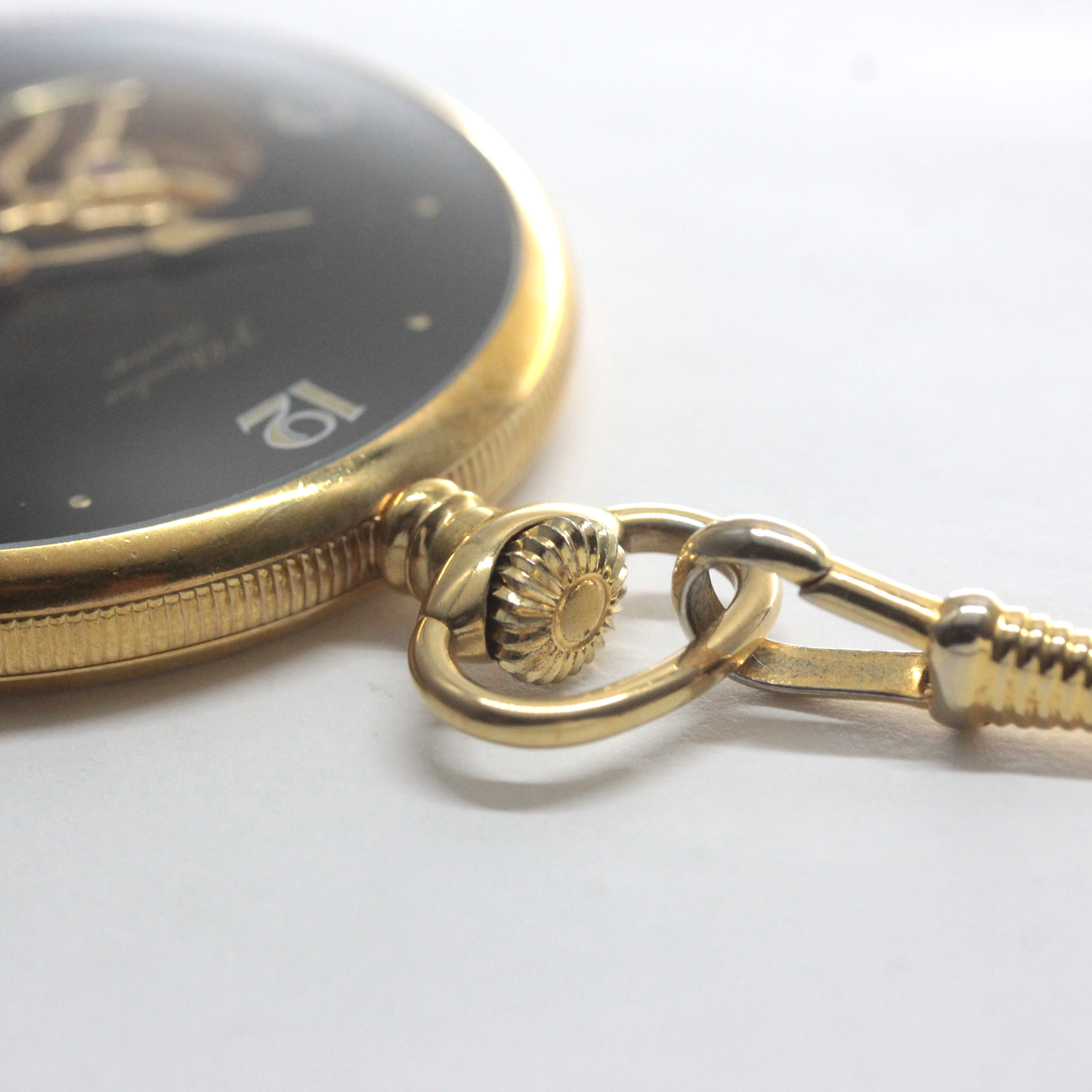 認定中古品シュバリエ（J.chevalier）/シースルーバック懐中時計/黒文字盤/ローマン数字/chevalier-101　リューズ