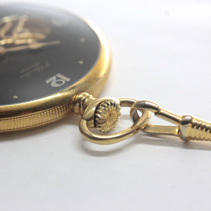 認定中古品シュバリエ（J.chevalier）/シースルーバック懐中時計/黒文字盤/ローマン数字/chevalier-101　リューズ