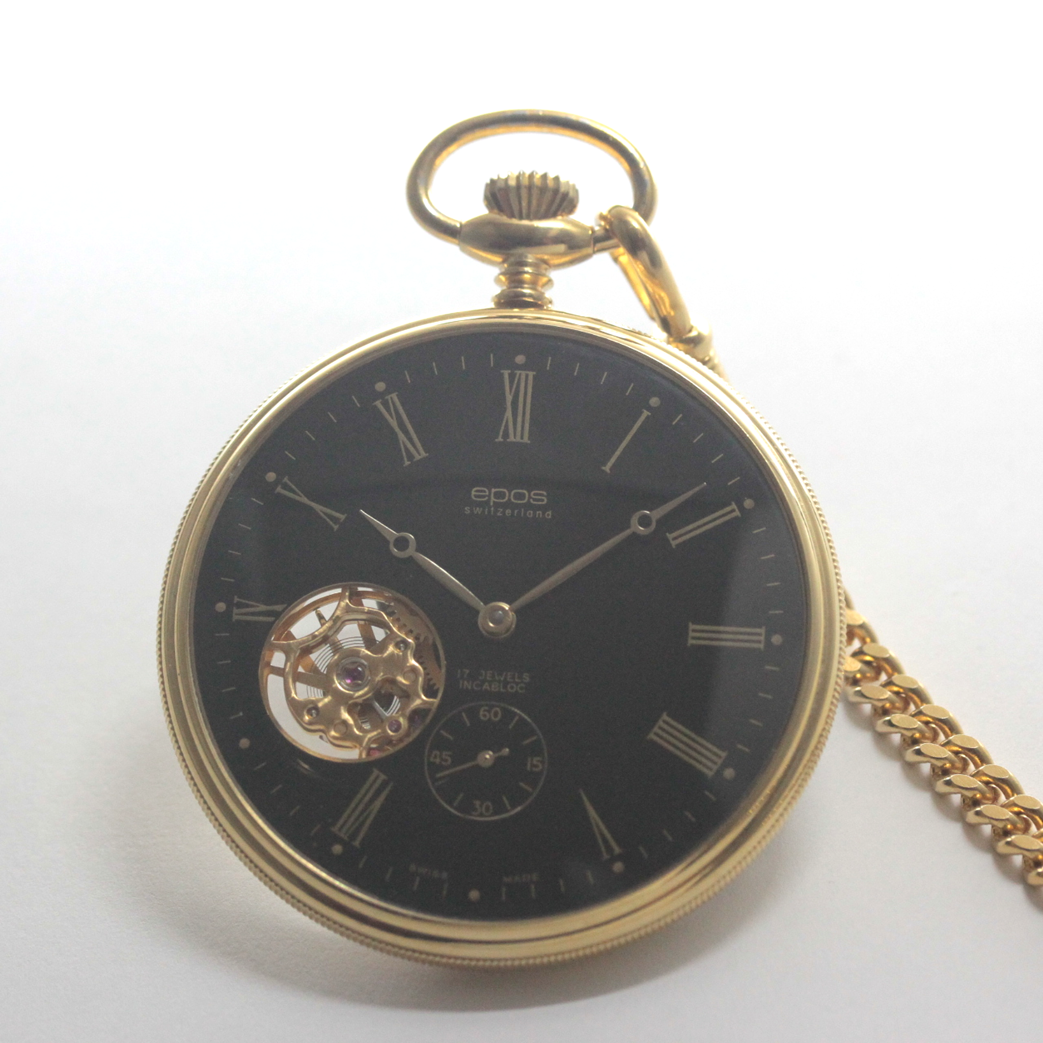 認定中古品のエポス（epos）スケルトン懐中時計 2090gpbk /epos-112