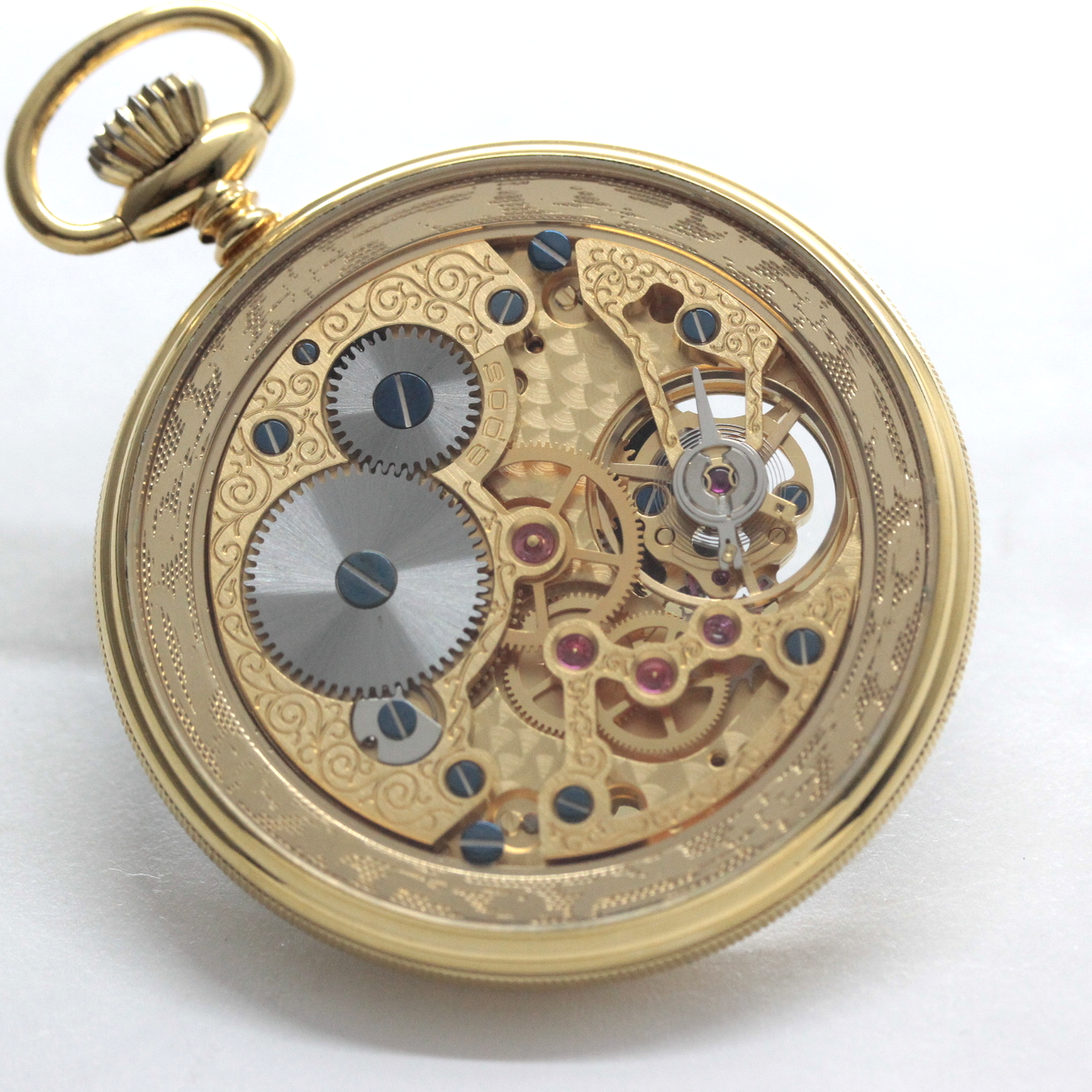 認定中古品のエポス（epos）/スケルトン懐中時計/2090gpbk/黒文字盤/ローマン数字/epos-113　本体裏