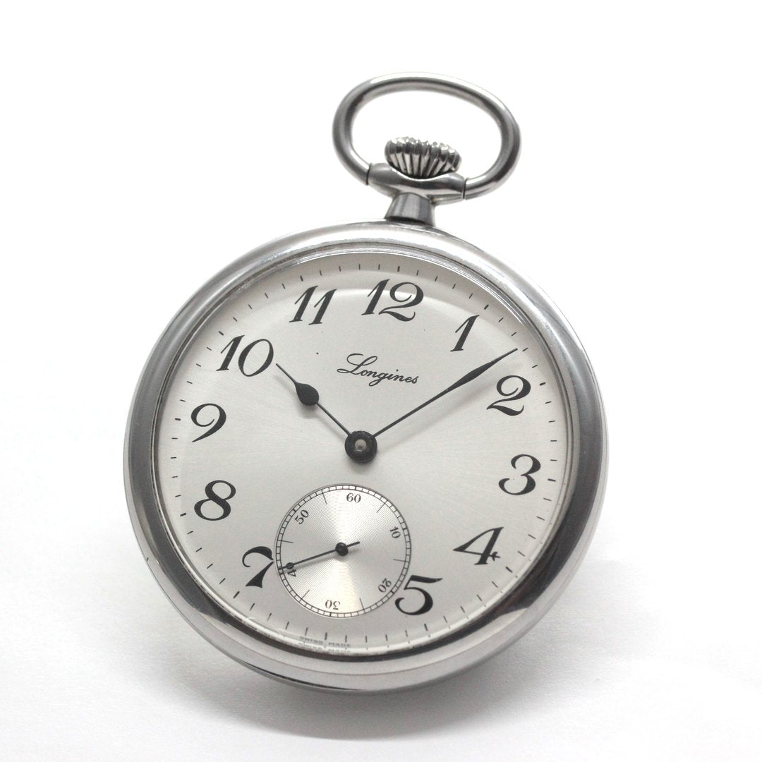 ロンジン / Longines / 懐中時計/蓋なし　サンレイ文字盤　アラビア /シルバーカラー / ヴィンテージ / longines-156