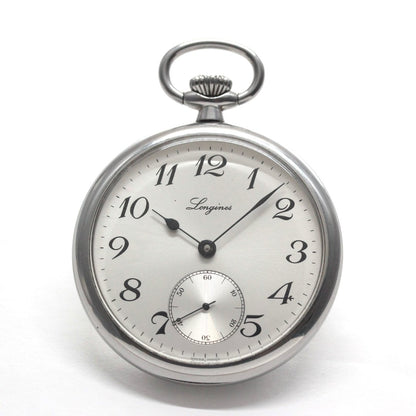 ロンジン / Longines / 懐中時計/蓋なし　サンレイ文字盤　アラビア /シルバーカラー / ヴィンテージ / longines-156　正面