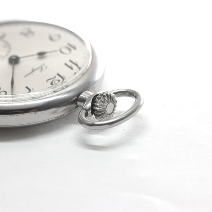 ロンジン / Longines / 懐中時計/蓋なし　サンレイ文字盤　アラビア /シルバーカラー / ヴィンテージ / longines-156　リューズ