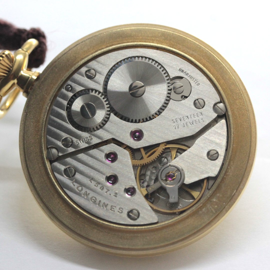ロンジン / Longines / ヴィンテージ / 懐中時計/ゴールドカラー / ハンターケース　ローマン数字/longines-157　機械内部