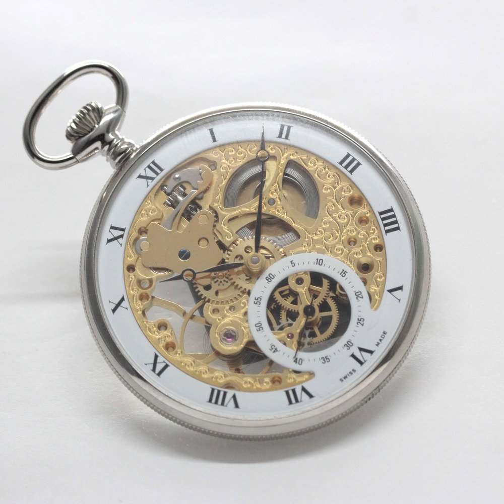 正美堂オリジナルウォッチ/懐中時計/リサイクルウォッチ/スケルトン/old6497pw-111