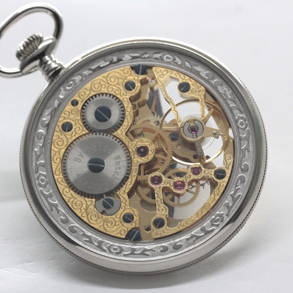 正美堂オリジナルウォッチ/懐中時計/リサイクルウォッチ/スケルトン/old6497pw-111