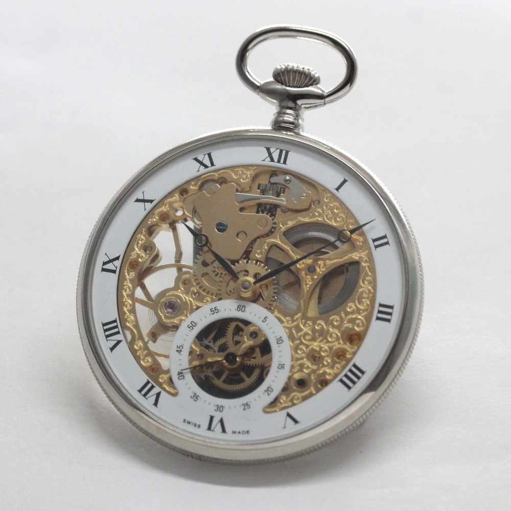 正美堂オリジナルウォッチ/懐中時計/リサイクルウォッチ/スケルトン/old6497pw-111