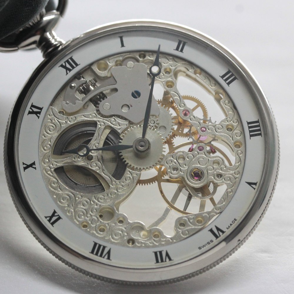 正美堂オリジナルウォッチ/懐中時計/リサイクルウォッチ/スケルトン/old6498pw-110