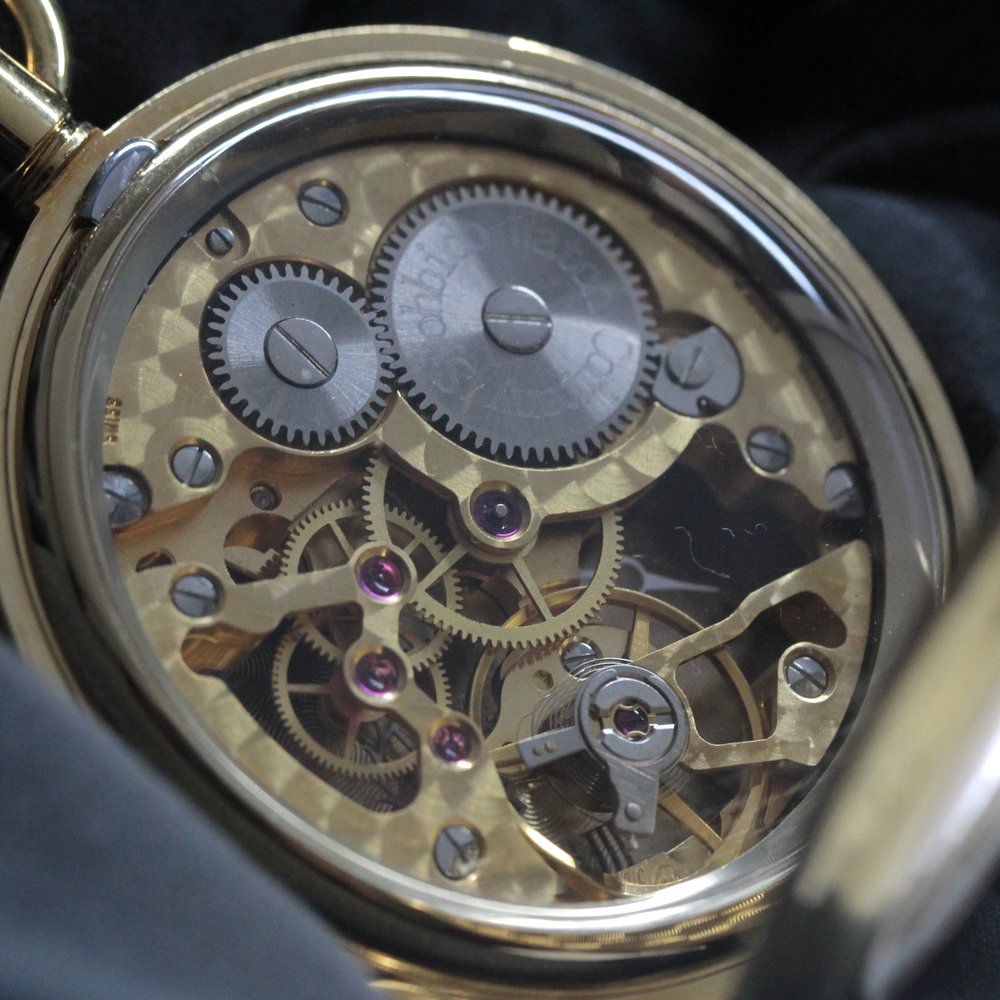 正美堂オリジナル懐中時計/ゴールドカラーハンターケース/スイス製オールドユニタス/old6498pw-112