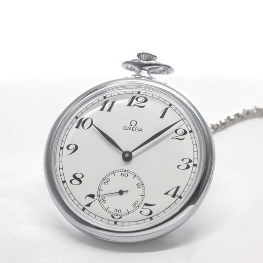 1980年製の絶版モデルのオメガ / OMEGA / ヴィンテージウォッチ / オープンフェイス懐中時計 アラビア数字/ 懐中時計 / omega-124