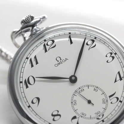 1980年製の絶版モデルのオメガ / OMEGA / ヴィンテージウォッチ / オープンフェイス懐中時計 アラビア数字/ 懐中時計 / omega-124