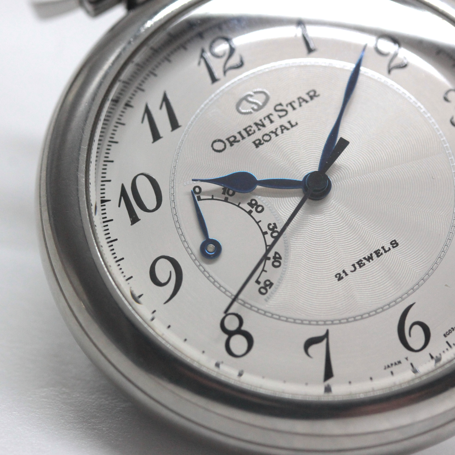 ゼンマイ巻き残量がひと目でわかるパワーリザーブインジケーター 絶版モデルのオリエントスターロイヤル（ORIENT STAR ROYAL）パワーリザーブインジケーター付懐中時計　orientstar-101