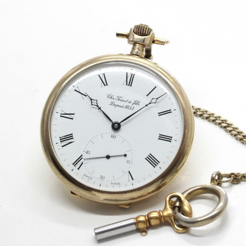 絶版モデルのティソ（TISSOT）　鍵巻き式懐中時計　tissot-1005