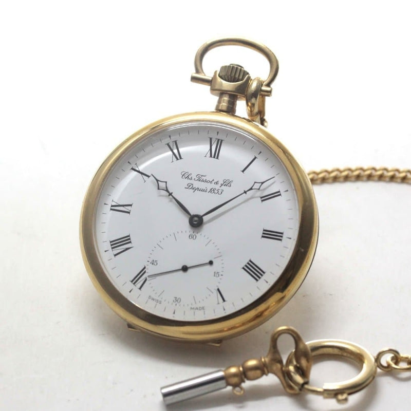 絶版モデルのティソ（TISSOT）　鍵巻き式懐中時計　tissot-1019