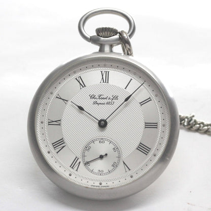 絶版モデルのティソ（TISSOT）/ ヴィンテージウォッチ / シルバーカラーオープンフェイス /ローマン数字/ 手巻き式 / 懐中時計 / tissot-1040