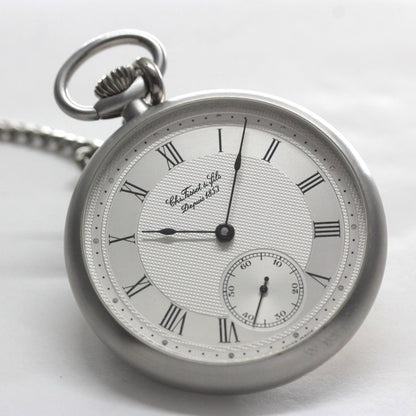 絶版モデルのティソ（TISSOT）/ ヴィンテージウォッチ / シルバーカラーオープンフェイス /ローマン数字/ 手巻き式 / 懐中時計 / tissot-1050