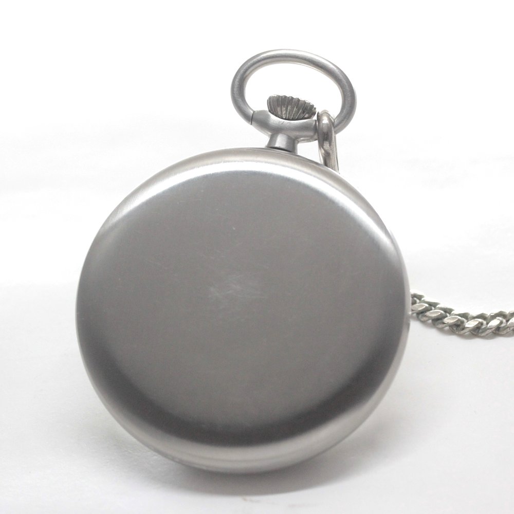 絶版モデルのティソ（TISSOT）/ ヴィンテージウォッチ / シルバーカラーオープンフェイス /ローマン数字/ 手巻き式 / 懐中時計 / tissot-1050　裏面