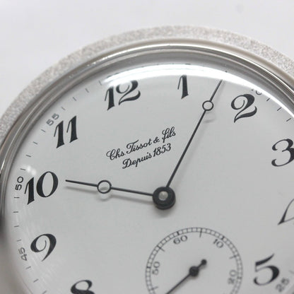 絶版モデルのティソ（TISSOT）/ ヴィンテージウォッチ / シルバーカラー ハンターケース /アラビア数字/ 手巻き式 / 懐中時計 / tissot-1041