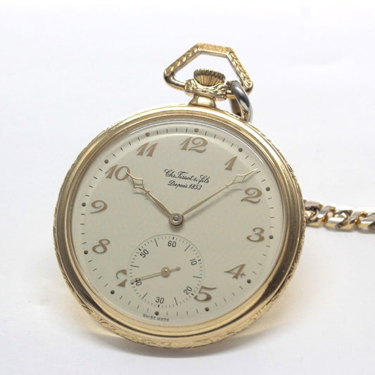 絶版モデルのティソ / TISSOT / ヴィンテージウォッチ / ゴールドカラー/ オープンフェイス懐中時計 / 手巻き式 / tissot-1044