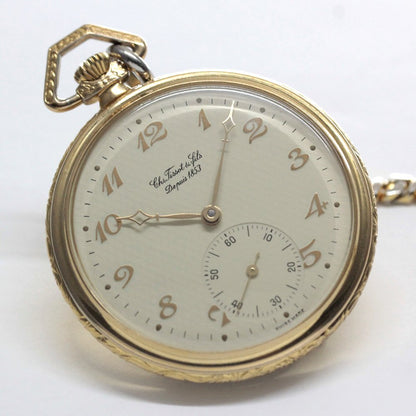 絶版モデルのティソ / TISSOT / ヴィンテージウォッチ / ゴールドカラー/ オープンフェイス懐中時計 / 手巻き式 / tissot-1044