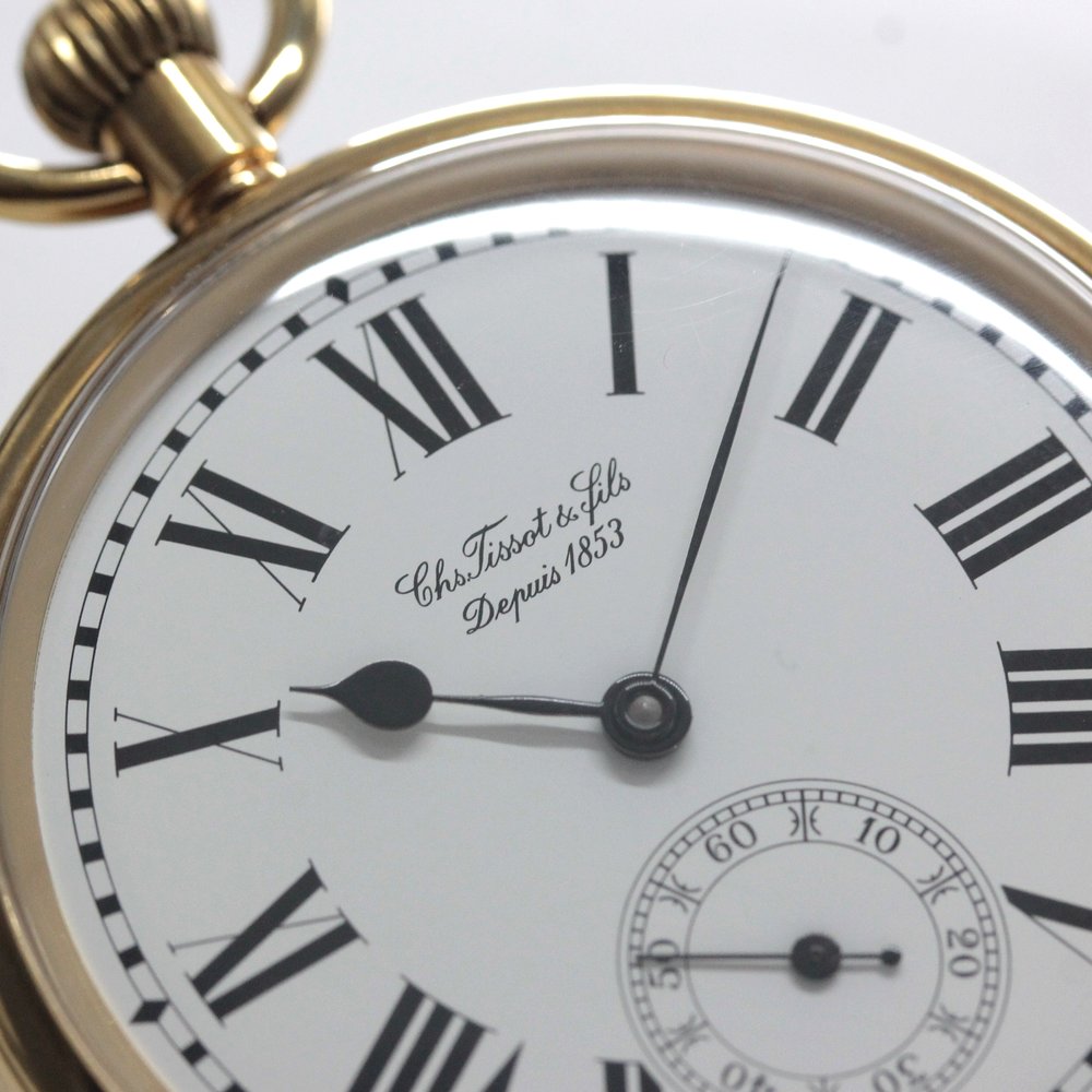 絶版モデルのティソ / TISSOT / ヴィンテージウォッチ / オープンフェイス / ローマン数字 / 手巻き式 / 懐中時計 / tissot-1046