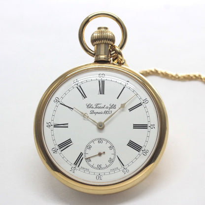 絶版モデルのティソ（TISSOT）/ ヴィンテージウォッチ / ゴールドカラーオープンフェイス / ローマン数字/ 手巻き式 / 懐中時計 / tissot-1048