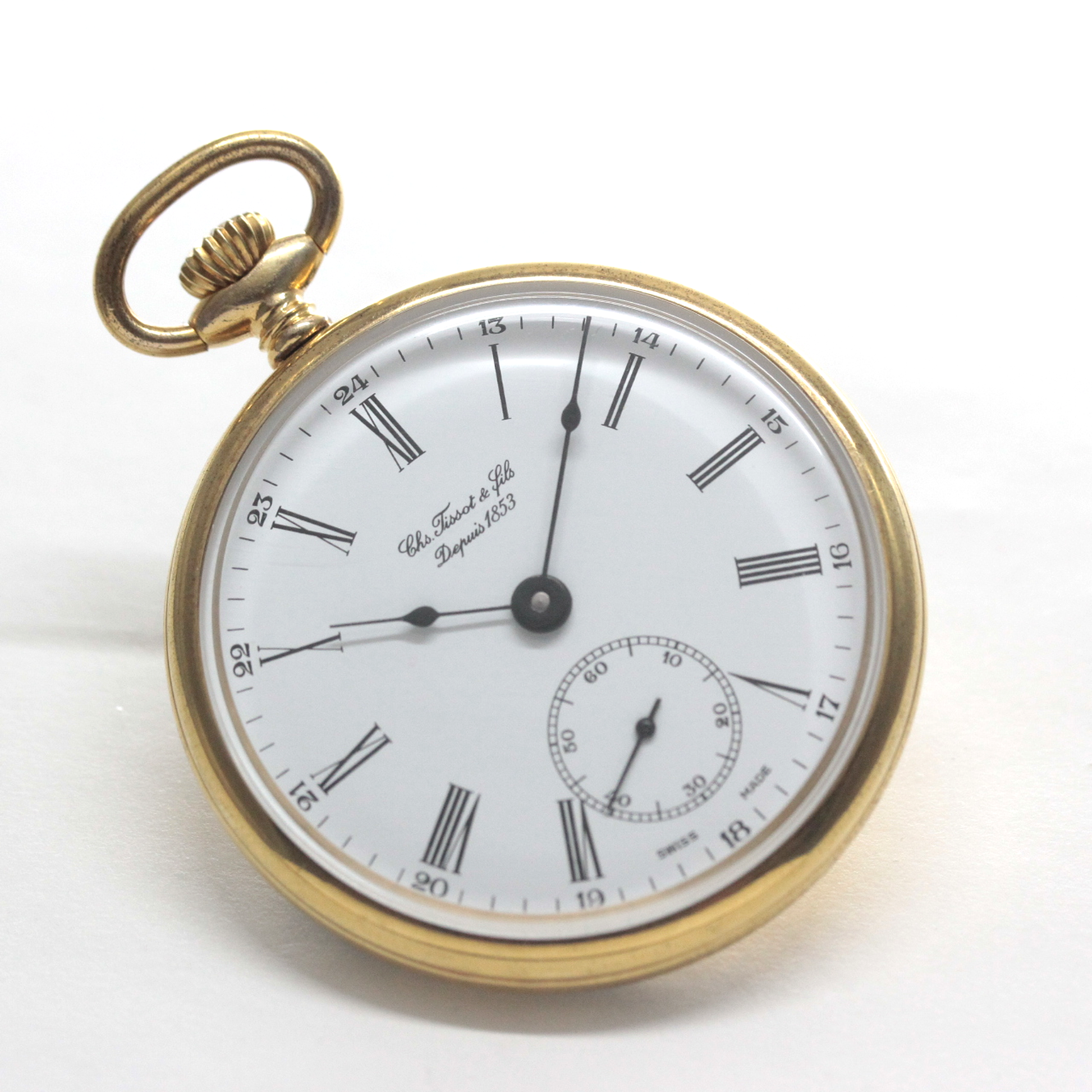 絶版モデルのティソ / TISSOT / ヴィンテージウォッチ / オープンフェイス / ローマン数字 / 手巻き式 / 懐中時計 / tissot-1051