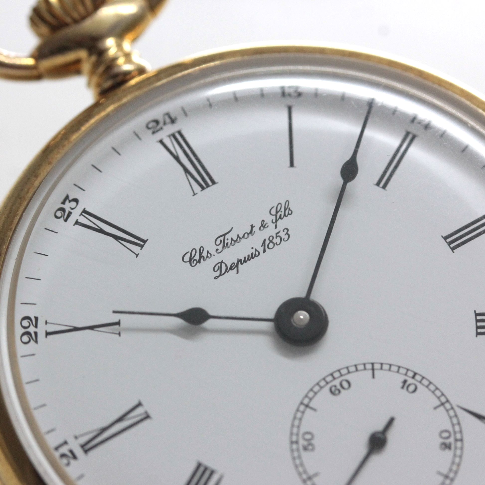 絶版モデルのティソ / TISSOT / ヴィンテージウォッチ / オープンフェイス / ローマン数字 / 手巻き式 / 懐中時計 / tissot-1051　文字盤