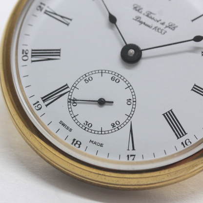 絶版モデルのティソ / TISSOT / ヴィンテージウォッチ / オープンフェイス / ローマン数字 / 手巻き式 / 懐中時計 / tissot-1051　スモールセコンド