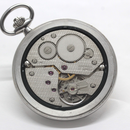 絶版モデルのティソ（TISSOT）/ ヴィンテージウォッチ / シルバーカラー ハンターケース /アラビア数字/ 手巻き式 / 懐中時計 / tissot-1052　ムーブメント