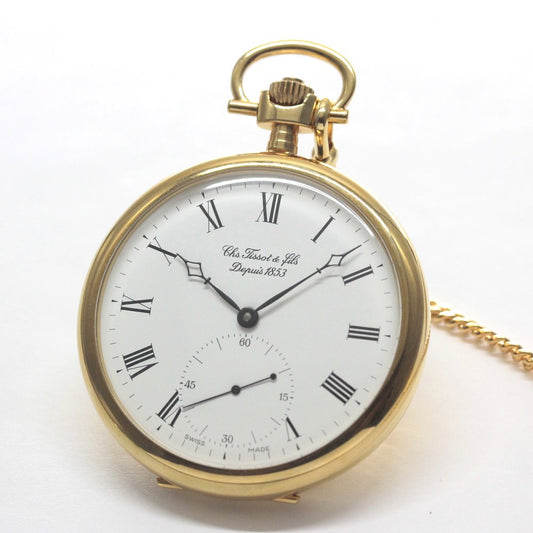 絶版モデルのティソ / TISSOT /ゴールドカラー/ 鍵巻き式懐中時計 / ヴィンテージ / tissot-1053