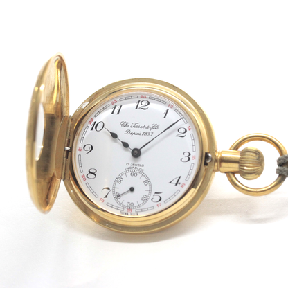 1853年創業のスイスブランド、ティソのナポレオンタイプ懐中時計 絶版モデルのティソ（TISSOT）　ハーフハンター懐中時計　tissot-1057　正面