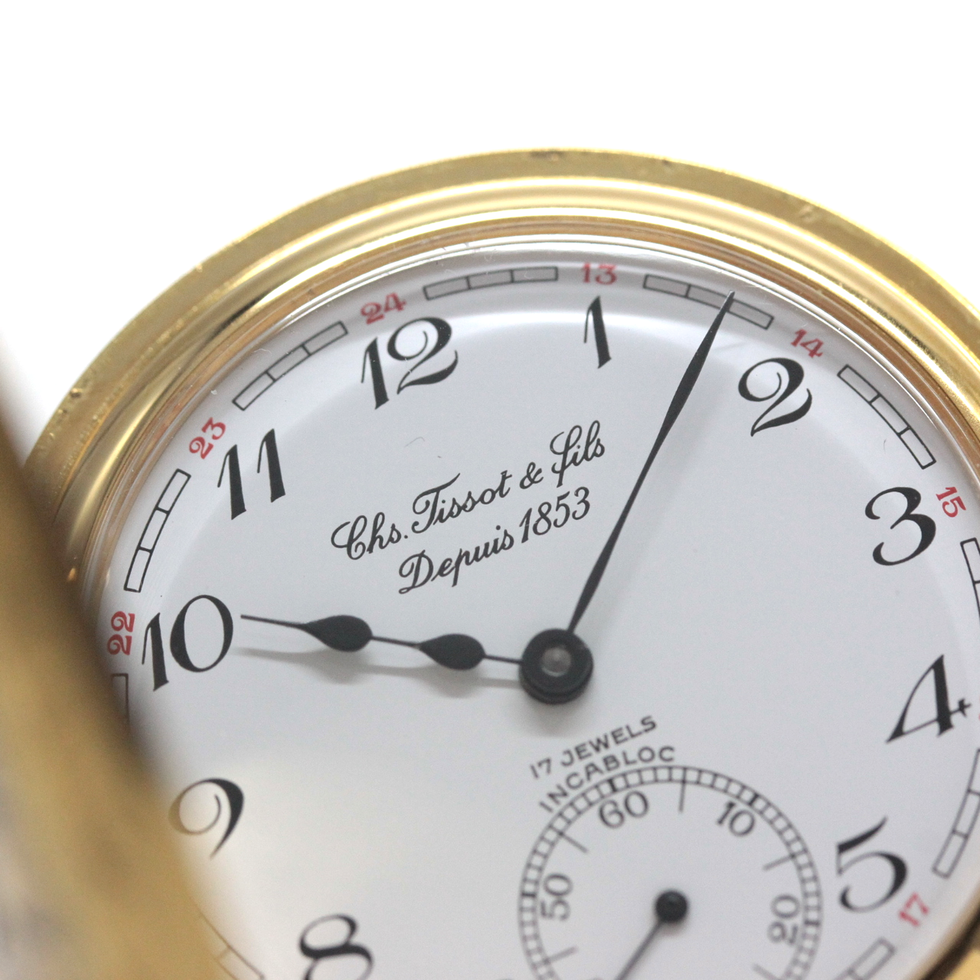 1853年創業のスイスブランド、ティソのナポレオンタイプ懐中時計 絶版モデルのティソ（TISSOT）　ハーフハンター懐中時計　tissot-1057　文字盤