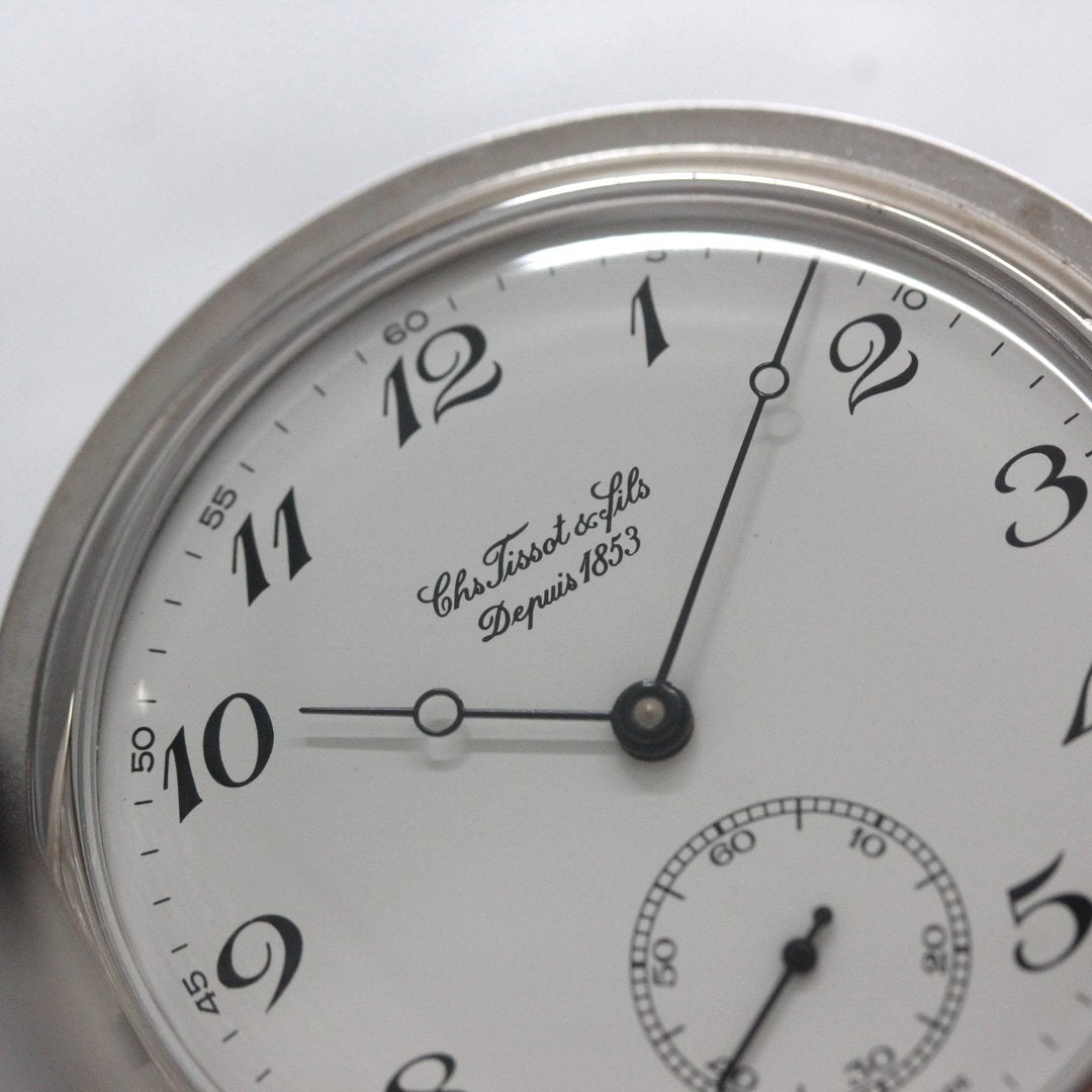 絶版モデルのティソ / TISSOT /シルバーカラー/アラビア数字/ハンター 懐中時計 /ヴィンテージ / tissot-1058　文字盤