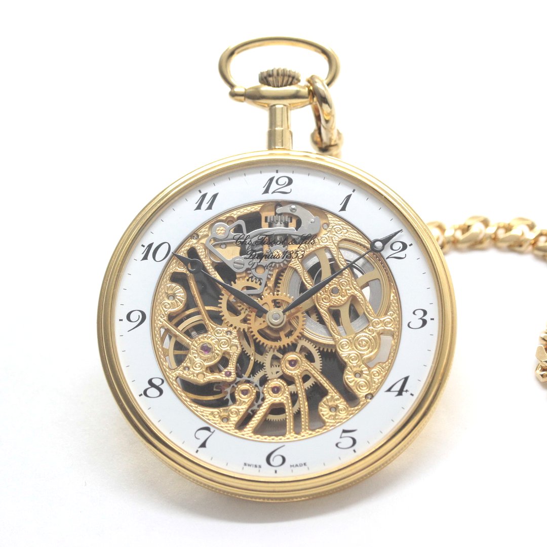絶版モデルのティソ / TISSOT /ゴールドカラー/アラビア数字/スケルトン 懐中時計 /ヴィンテージ /tissot-1061