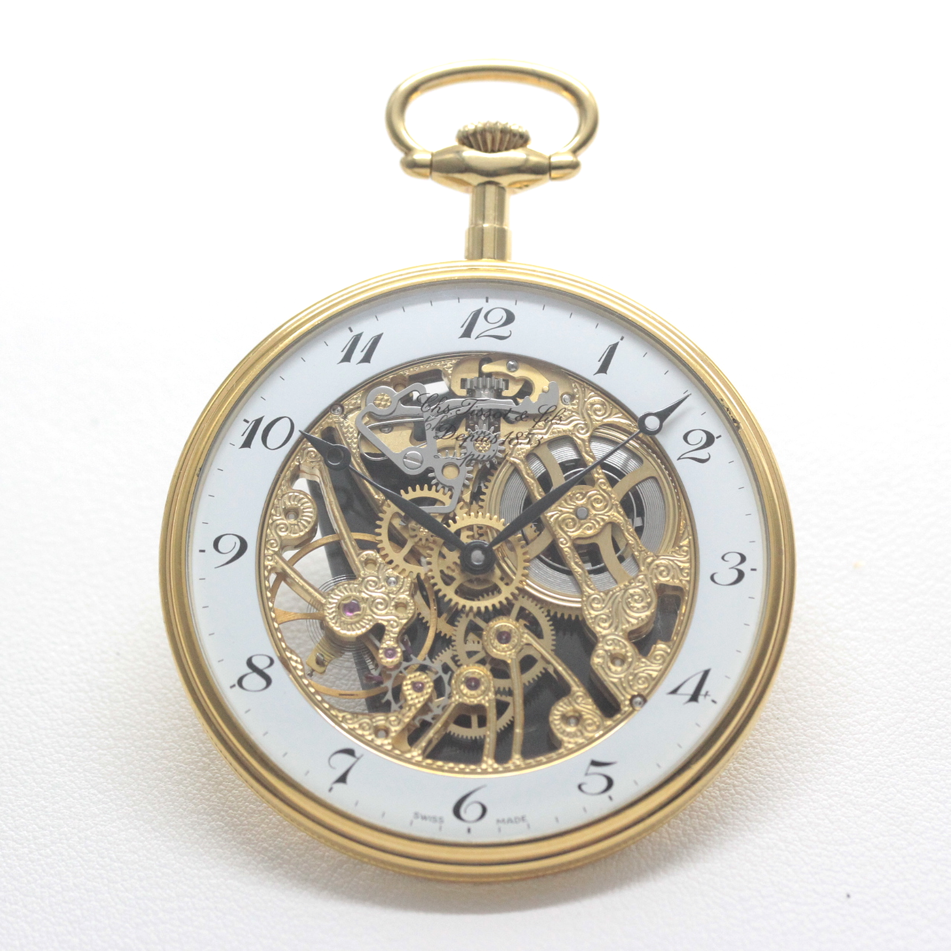 絶版モデルのティソ / TISSOT /ゴールドカラー/アラビア数字/スケルトン 懐中時計 /ヴィンテージ /tissot-1063
