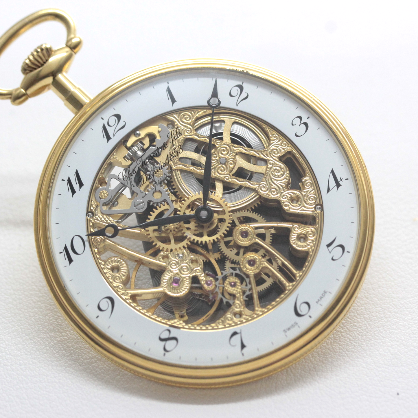 絶版モデルのティソ / TISSOT /ゴールドカラー/アラビア数字/スケルトン 懐中時計 /ヴィンテージ /tissot-1063