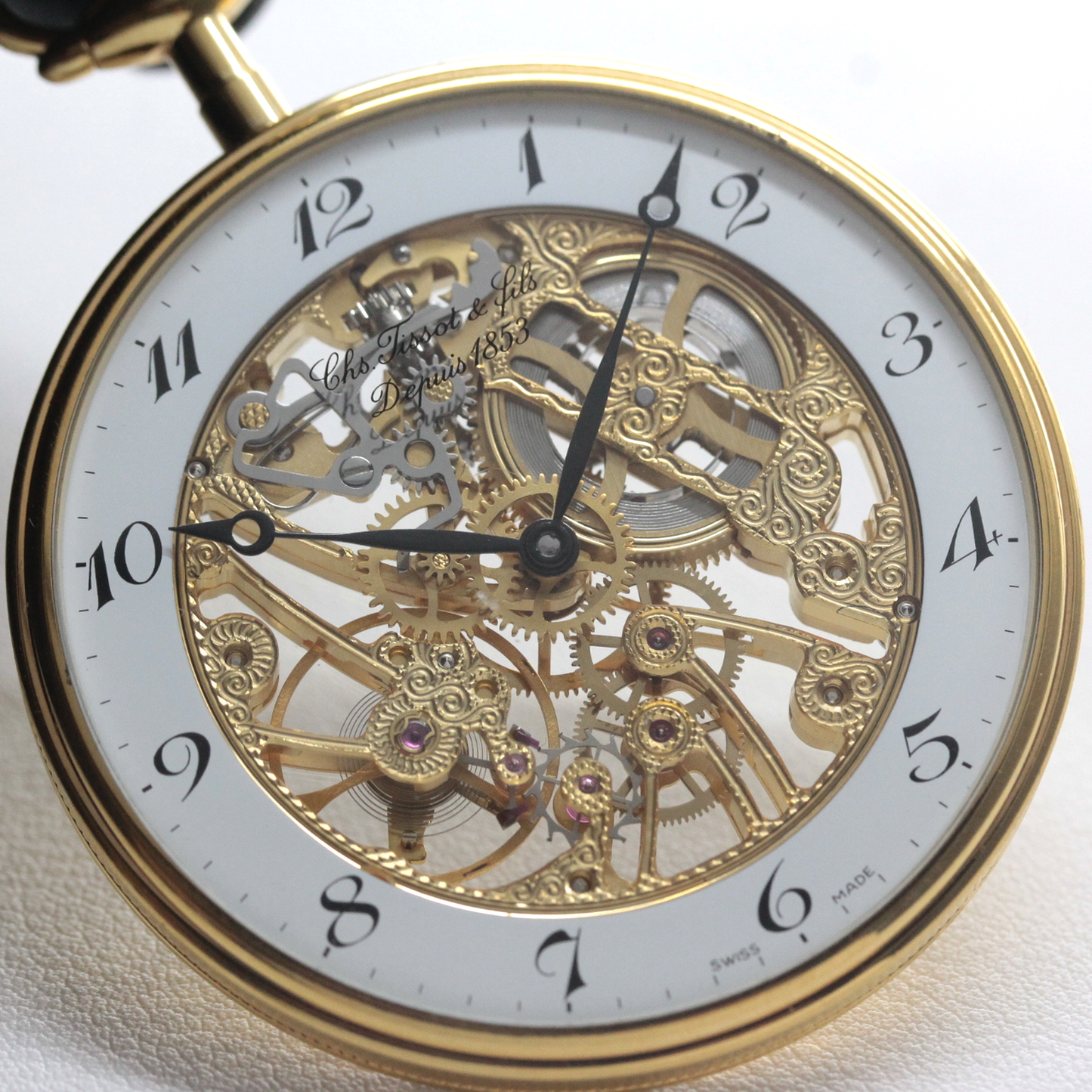 絶版モデルのティソ / TISSOT /ゴールドカラー/アラビア数字/スケルトン 懐中時計 /ヴィンテージ /tissot-1063